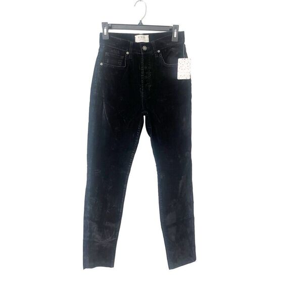 Free People‎ We The Free Black Velvet Skinny Jeans - Picture 1 of 4